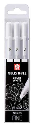 SO: Sakura Gelly Roll Basics - Bright White #05 FINE, 3 Pens