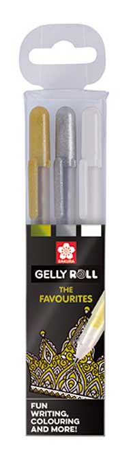 SO: Sakura Collection of 3 Gelly Roll Pens Gold-Silver-White