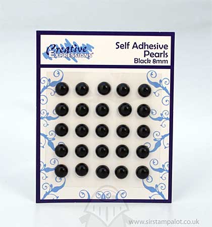 SO: Self Adhesive Pearl Embellishments - Black (8mm)