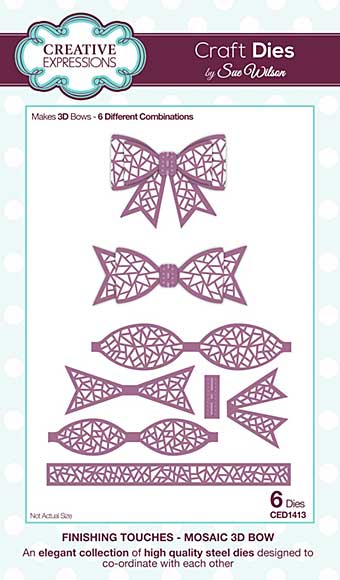 Sue Wilson Cutting Dies - Finishing Touches Collection - Mosaic 3D Bow