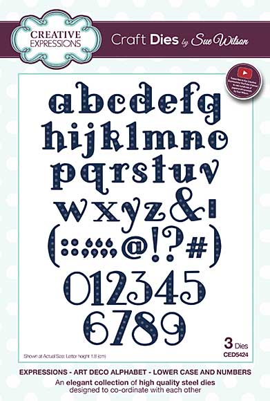 SO: Sue Wilson Cutting Die - Expressions - Art Deco Alphabet - Lower Case and Numbers
