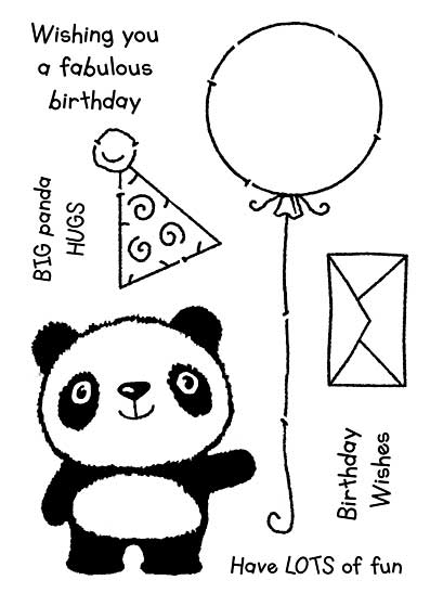 SO: Woodware Clear Singles Stamp - Panda Birthday [WW1804]
