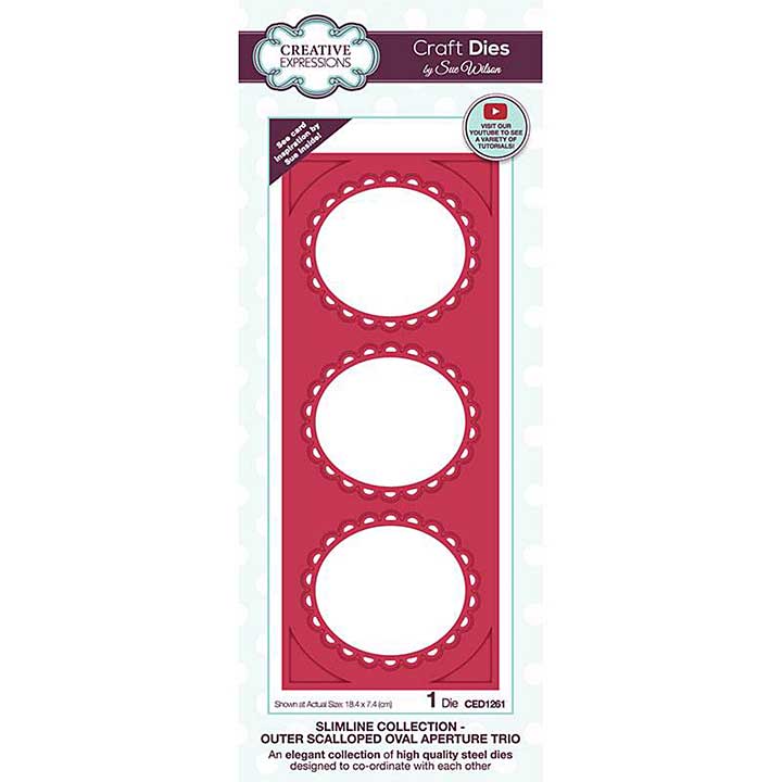 SO: Creative Expressions Sue Wilson Slimline Outer Scalloped Oval Aperture Trio Craft Die