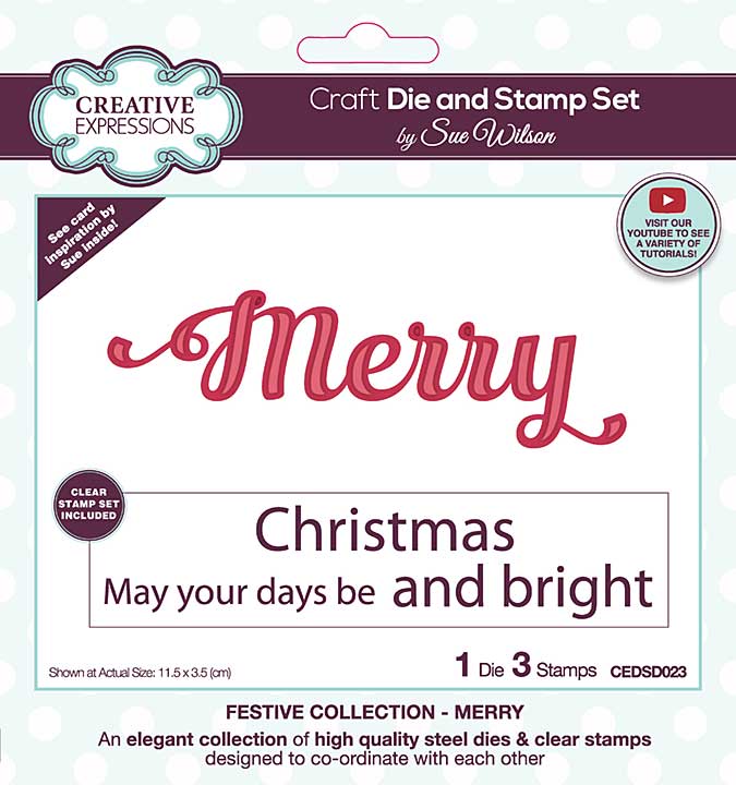 Creative Expressions Craft Die And Stamp Set By Sue Wilson - Merry