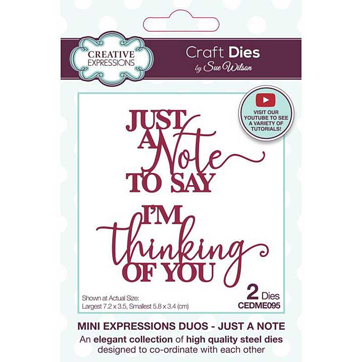 SO: Creative Expressions Sue Wilson Mini Expressions Duos Just A Note Craft Die