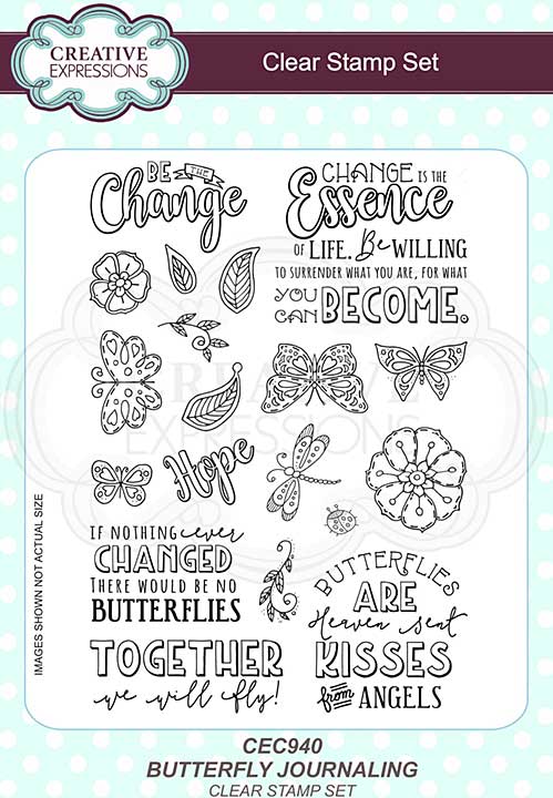 Creative Expressions Butterfly Journaling A5 Clear Stamp Set