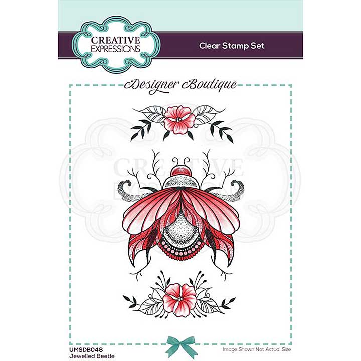 SO: Creative Expressions Designer Boutique Collection Jewelled Beetle 6 in x 4 in Clear Stamp