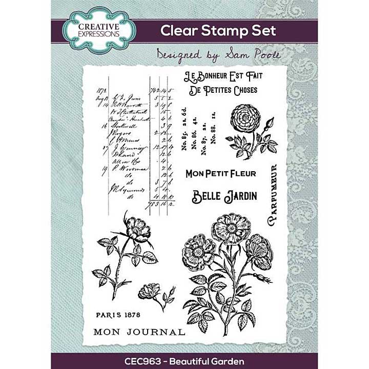 SO: Creative Expressions Sam Poole Beautiful Garden 6 in x 8 in Clear Stamp Set