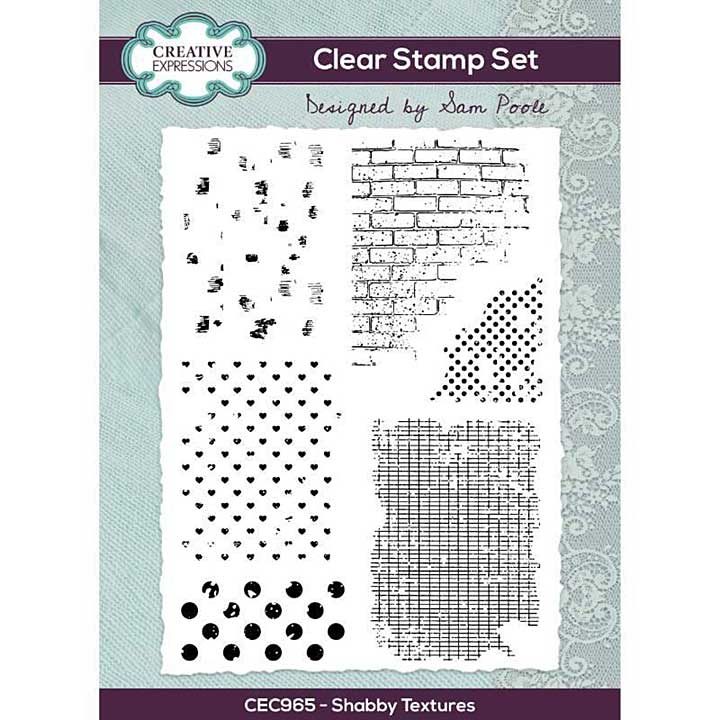 SO: Creative Expressions Sam Poole Shabby Textures 6 in x 8 in Clear Stamp Set