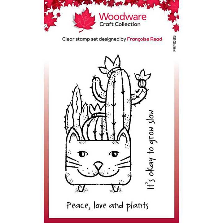 SO: Woodware Clear Singles Cat Planter 3.8 in x 2.6 in Stamp