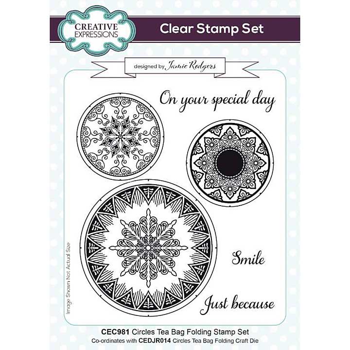 Creative Expressions Jamie Rodgers Circle Teabag 6 in x 8 in Stamp Set