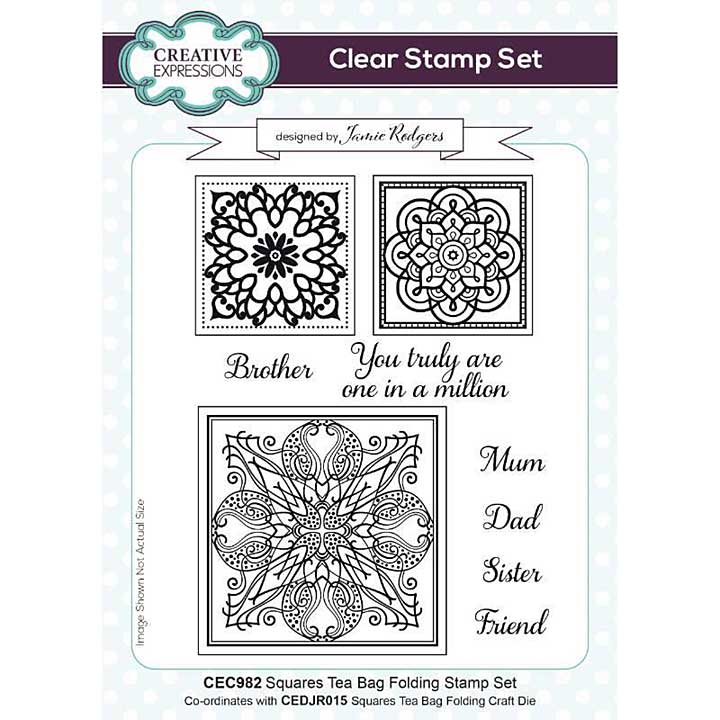Creative Expressions Jamie Rodgers Square Teabag 6 in x 8 in Stamp Set