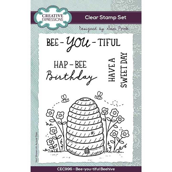 Creative Expressions Sam Poole Bee-you-tiful Beehive 6 in x 4 in Clear Stamp Set