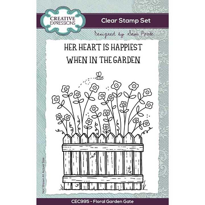 SO: Creative Expressions Sam Poole Floral Garden Gate 6 in x 4 in Clear Stamp Set