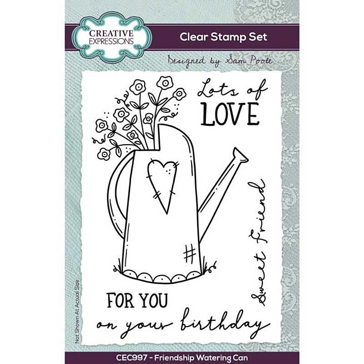 Creative Expressions Sam Poole Friendship Watering Can 6 in x 4 in Clear Stamp Set