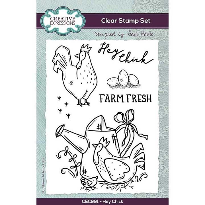 Creative Expressions Sam Poole Hey Chick 6 in x 4 in Clear Stamp Set