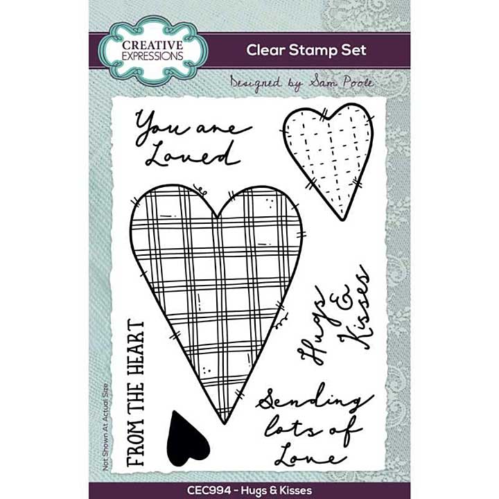 Creative Expressions Sam Poole Hugs & Kisses 6 in x 4 in Clear Stamp Set