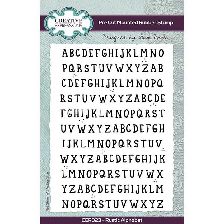 Creative Expressions Sam Poole Rustic Alphabet 6 in x 4 in Rubber Stamp Set