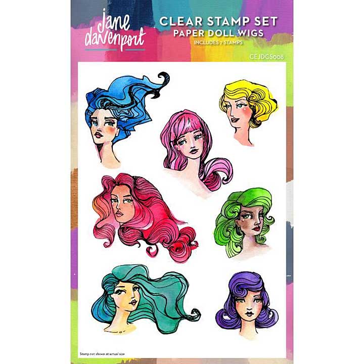 SO: Creative Expressions Jane Davenport Paper Doll Wigs 6 in x 8 in Clear Stamp Set