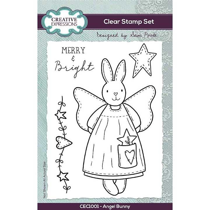 Sam Poole Angel Bunny Clear Stamp Set (6x4)