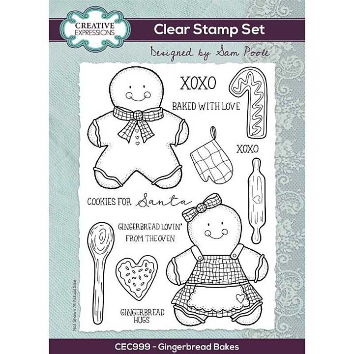 Sam Poole Gingerbread Bakes Clear Stamp Set (6x8)