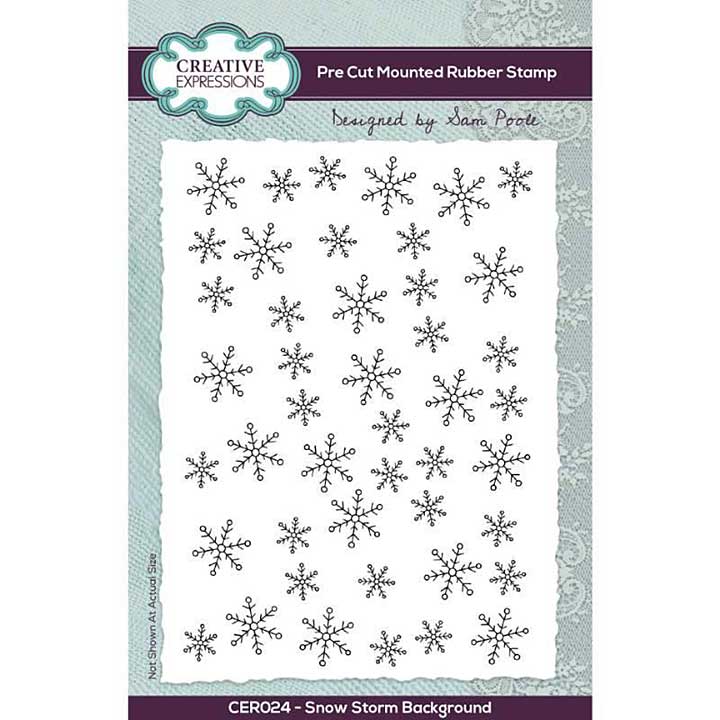 Sam Poole Snow Storm Background Pre Cut Rubber Stamp (6x4)