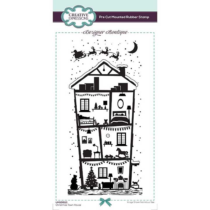 SO: Creative Expressions Designer Boutique Christmas Town House DL Rubber Stamp