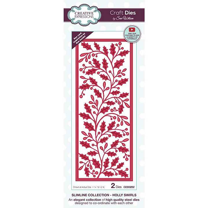 SO: Creative Expressions Sue Wilson Slimline Holly Swirls Craft Die