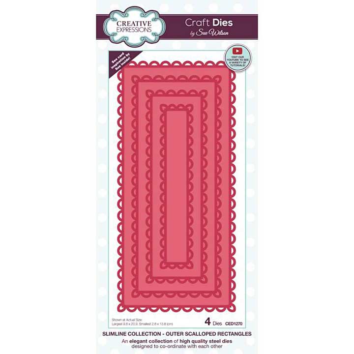 Creative Expressions Sue Wilson Slimline Outer Scalloped Rectangles Craft Die