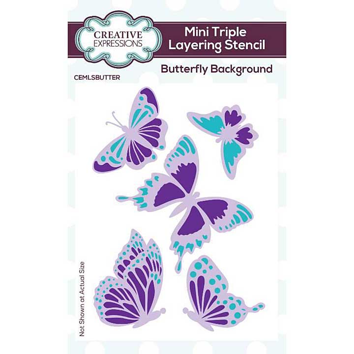 SO: Creative Expressions Butterfly Background Mini Triple Layering Stencil 4 in x 3 in Set of 3