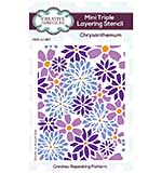 SO: Creative Expressions Chrysanthemum Mini Triple Layering Stencil 4 in x 3 in Set of 3