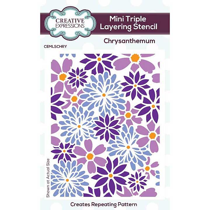 SO: Creative Expressions Chrysanthemum Mini Triple Layering Stencil 4 in x 3 in Set of 3