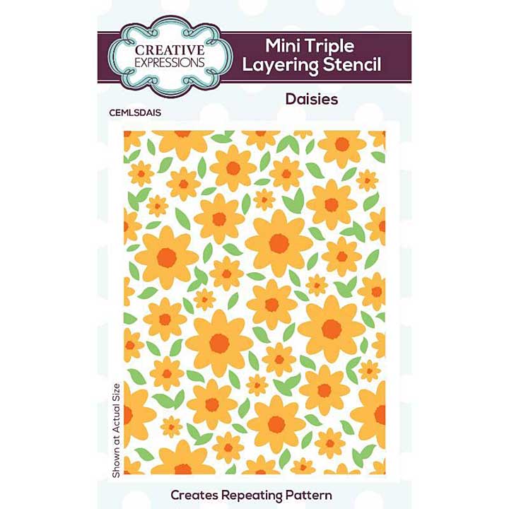 SO: Creative Expressions Daisies Mini Triple Layering Stencil 4 in x 3 in Set of 3