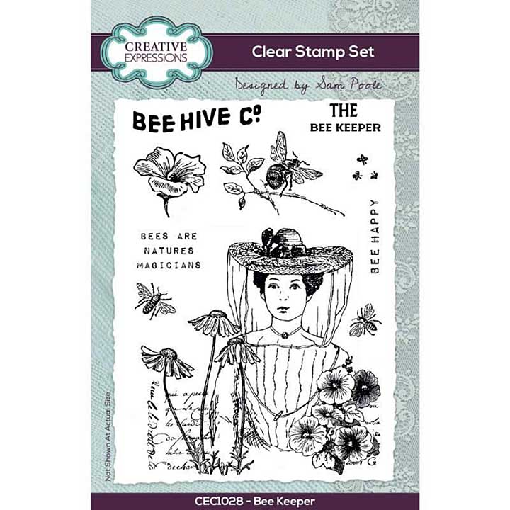 Creative Expressions Sam Poole Bee Keeper 4 in x 6 in Clear Stamp Set