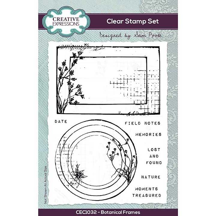 Creative Expressions Sam Poole Botanical Frames 4 in x 6 in Clear Stamp Set
