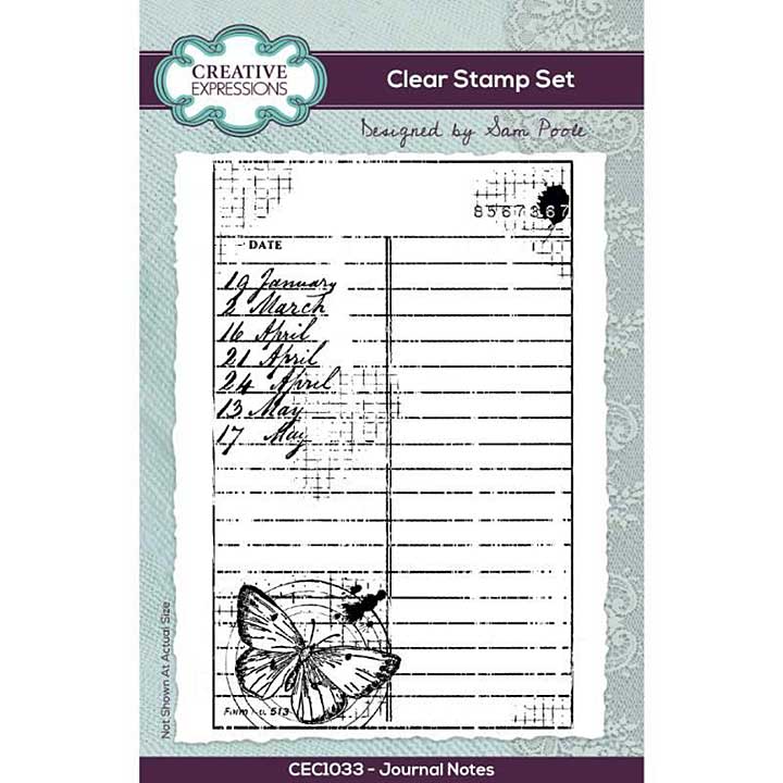 Creative Expressions Sam Poole Journal Notes 4 in x 6 in Clear Stamp Set