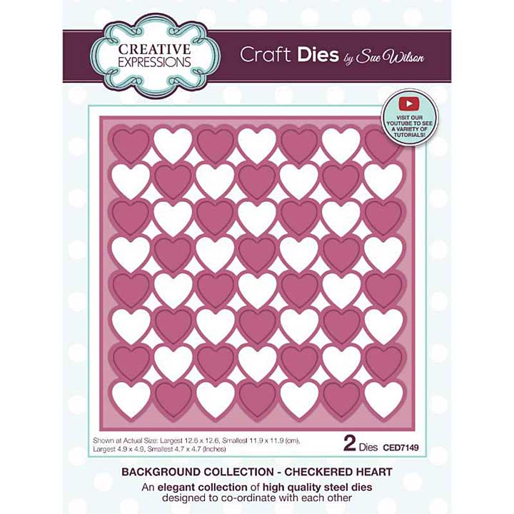 Creative Expressions Sue Wilson Background Collection Checkered Heart Craft Die