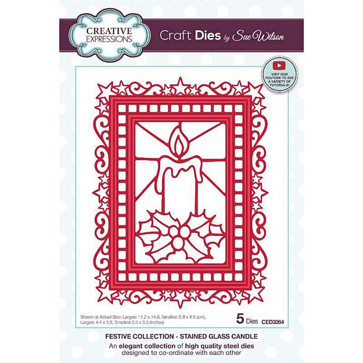 Creative Expressions Sue Wilson Festive Stained Glass Candle Craft Die