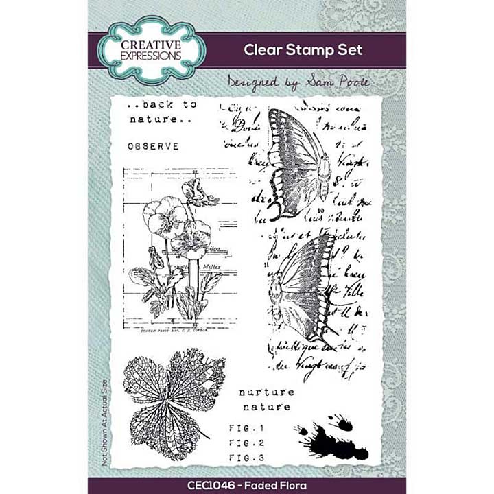 Creative Expressions Sam Poole Faded Flora 4 in x 6 in Clear Stamp Set