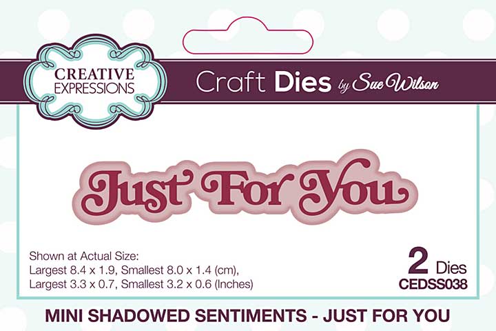 Creative Expressions Sue Wilson Craft Die Mini Shadowed Sentiments Just For You (CEDSS038)