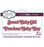 Creative Expressions Sue Wilson Craft Die Mini Shadowed Sentiments Sweet Baby Boy and Girl (CEDSS020)