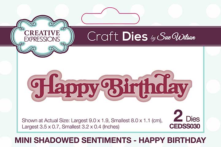 Creative Expressions Sue Wilson Craft Die Mini Shadowed Sentiments Happy Birthday (CEDSS030)