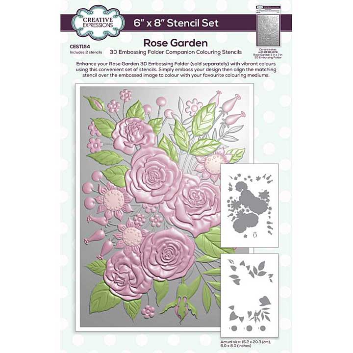 Creative Expressions Rose Garden Companion Colouring Stencil 6 in x 8 in 2pk