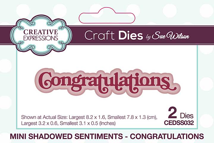 Creative Expressions Sue Wilson Craft Die Mini Shadowed Sentiments Congratulations