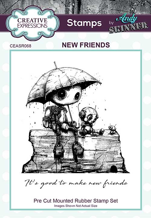 Creative Expressions Andy Skinner Pre-Cut Rubber Stamp Botology New Friends