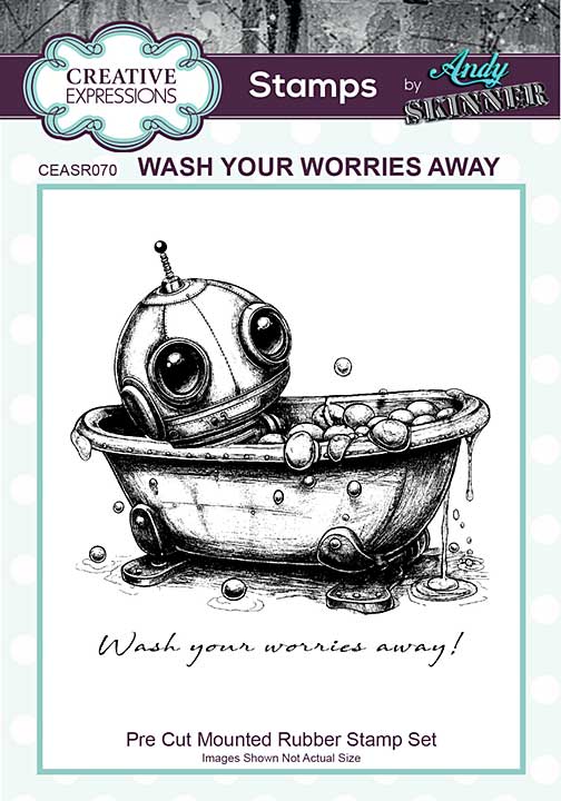 Creative Expressions Andy Skinner Pre-Cut Rubber Stamp Botology Wash Your Worries Away