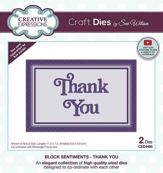 Creative Expressions Sue Wilson Craft Die Block Sentiments Thank You
