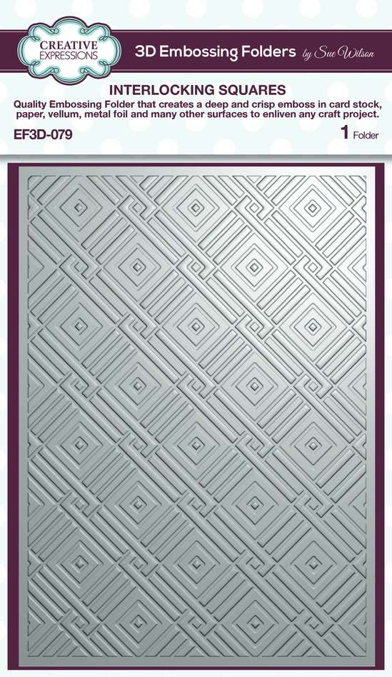 Creative Expressions Sue Wilson 3D Embossing Folder Interlocking Squares