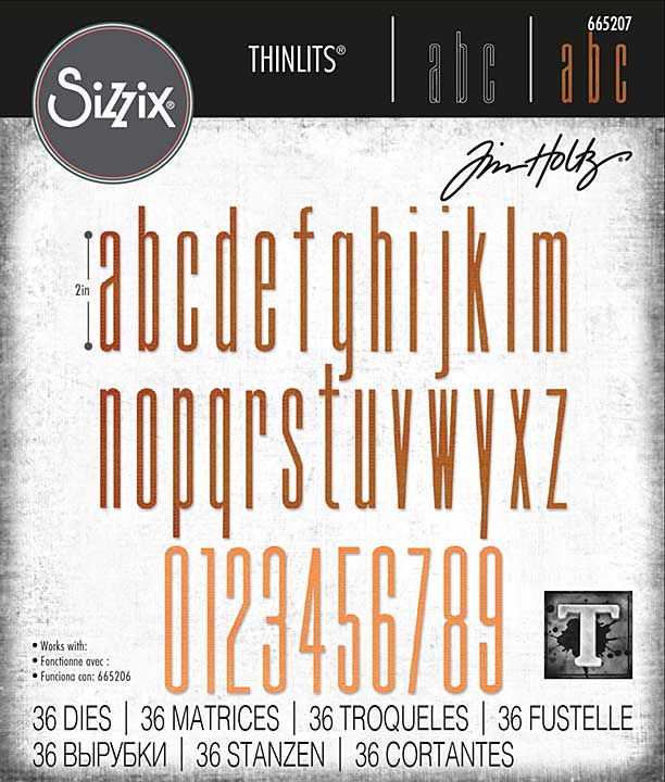 Sizzix Thinlits Dies By Tim Holtz 36pk - Alphanumeric Stretch Lower & Numbers