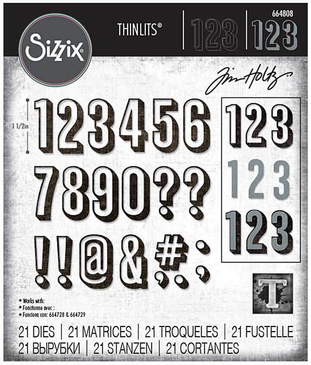 SO: Sizzix Thinlits Dies By Tim Holtz 21pk - Alphanumeric, Shadow Numbers